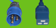 Wie APC 9876, C19/IEC 309 CEE16, 5m blau
