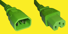 Netzkabel C14/C15 1,5m grün SJT 105º AWG14 (2,08mm²)