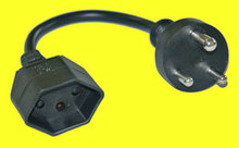 Reise-Adapterkabel Indien/Afrika Stecker Typ D/CH Buchse 3-pol