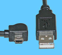 USB A/Mini B 90º 5pol. 0,5m USB-Kabel schwarz