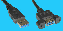 A/A USB 3.0-Anschlusskabel mit Flansch 0,3m