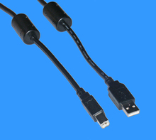 A/B 5,0m USB 2.0 Kabel schwarz m. 2x Ferrit