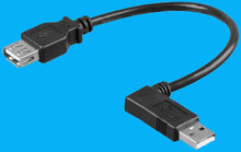 USB 2.0 Verlängerungsskabel 0,15m schwarz A-St. 90º/A-Bu