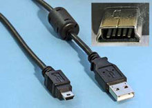 USB A/Mini B 5-pol. 0,35m USB-Kabel schwarz