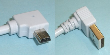 USB-A 90º auf Mini-B 90º L=245mm weiss, UL