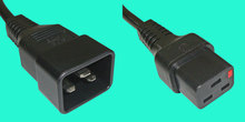 PC1284 IEC Lock C19/C20 Kabel, 16A, 1m schwarz