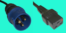 IEC Lock Kabel CEE16 montiert/C19, 16A, 1m schwarz