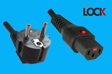 IEC Lock CEE 7/7 EU Stecker/C13 Kabel schwarz 2m, 1mm²