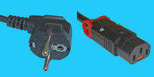 Kabel SchuKo 90º/C13 IEC-Lock montiert, 1m schwarz