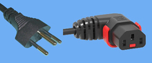 IEC Lock Kabel T12/montierter C13 90º "rechts", 2m schwarz 1mm²