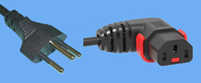 IEC Lock Kabel T12/montierter C13 90º "rechts", 2m schwarz 1mm²