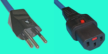 IEC Lock Kabel T12 montiert/C13 blau 1mm², 1m