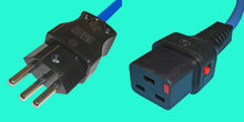 IEC Lock Kabel T23 montiert/C19, 16A, 1,5m blau