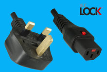 IEC Lock UK BS1363 Stecker/C13 Kabel schwarz 2m, 1mm²