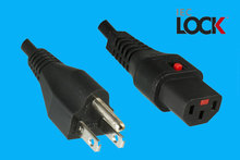IEC Lock USA 5-15P Stecker/C13 Kabel schwarz 2m, AWG18
