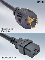 Netzkabel L5-30P/C19, 125V/20A 2,5m schwarz AWG12