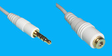 3,5mm 4-pol. Audioverl.kabel M/F 0,5m weiss Goldkontakte