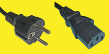 Netzkabel Schutzkontaktstecker 180º/C13 3m schwarz 1mm²