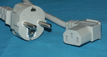 Netzkabel Schutzkontaktstecker 180º/C13 90º 2,5m grau, 1mm²