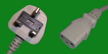 Netzkabel UK 10A Sicherung/C13, 2m grau 1mm²