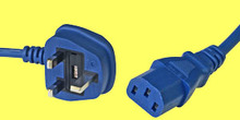 Netzkabel UK 13A Sicherung/C13, 2m blau 1mm²