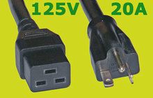 Netzkabel 5-20P/C19, 125V/15A 2m schwarz SJT 12/3