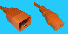 Netzkabel C20/C13 0,5m orange 1,5mm², 10A