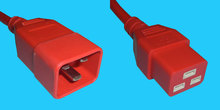 Netzkabel C19/C20, 16A/250V, 0,5m rot, 1,5mm²