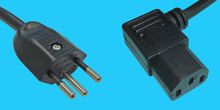 Netzkabel CH T12 montiert/C13 90º 2m schwarz, 1mm²