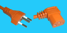 Netzkabel CH T12/C13 90º 3m orange, 1mm²