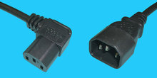 Verl.kabel C13 90º/C14, 1m schwarz, 1mm²