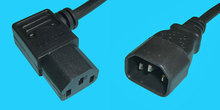 Verl.kabel C13 90º"links"/C14, 1m schwarz, 1mm²