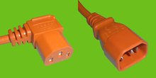 Verl.kabel C13 90º/C14 1m orange, 1mm²