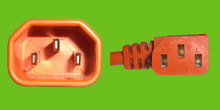 Verl.kabel C13 90º/C14 1m orange, 1mm²