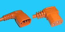 Verl.kabel C13 90º/C14 90º 1m orange, 1mm²