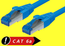 Kat.6a S/FTP-Patchkabel, blau 0,25m, bis 10GBit