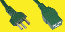 Netzkabel T23/C19, 16A grün 2m, 1,5mm²
