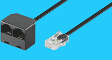 Y-Adapter RJ45 Stecker, Kabel 0,2m schwarz