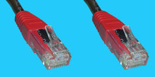 Kat.6 UTP Patchkabel schwarz/rot, gekreuzt, 8,0m