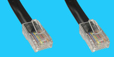RJ45 2x, 3m Telefonkabel flach, schwarz