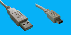 USB A/Mini B 5-pol. 1m USB-Kabel grau
