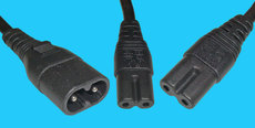 Y-Netzkabel Stecker C8/2x C7 0,5m+2x0,5m schwarz, 0,75mm²