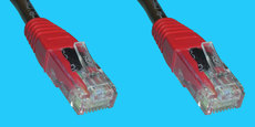 Kat.6 UTP Patchkabel schwarz/rot, gekreuzt, 20m